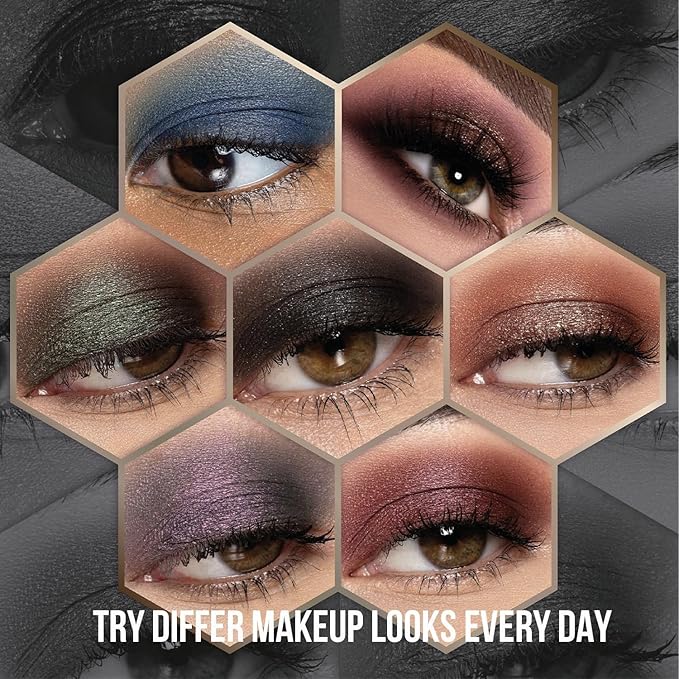 Black Smokey Eyeshadow Makeup Palette, Dark Smoky Eye Shadow Palettes for Halloween Goth Make up Glitter Shimmer Matte Pallets, Midnight Masquerade 21 Colors Brown Neutral Naked, Talc Free