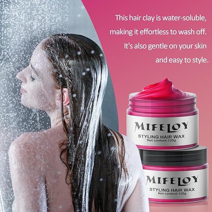Red Temporary Hair Color Wax, Instant Natural Hairstyle Cream Dye, Washable Styling Pomadesfor Men Girls Women Youth, Disposable Coloring Mud for Party Cosplay DIY Halloween