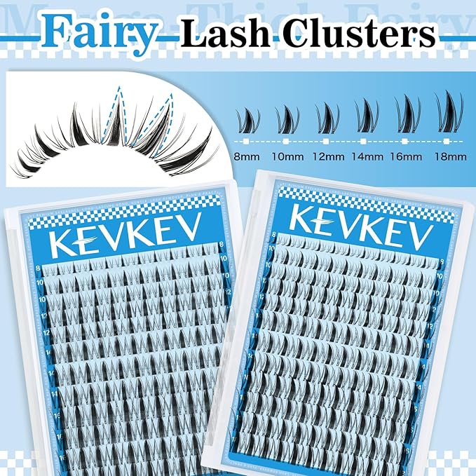 Fairy Lash Clusters 144pcs Manga Lash Clusters Natural Wispy Eyelash Clusters Invisible Ultra-Thin Band Anime Spiky Lashes DIY Lash Extensions (Fairy01, 8-18mix)