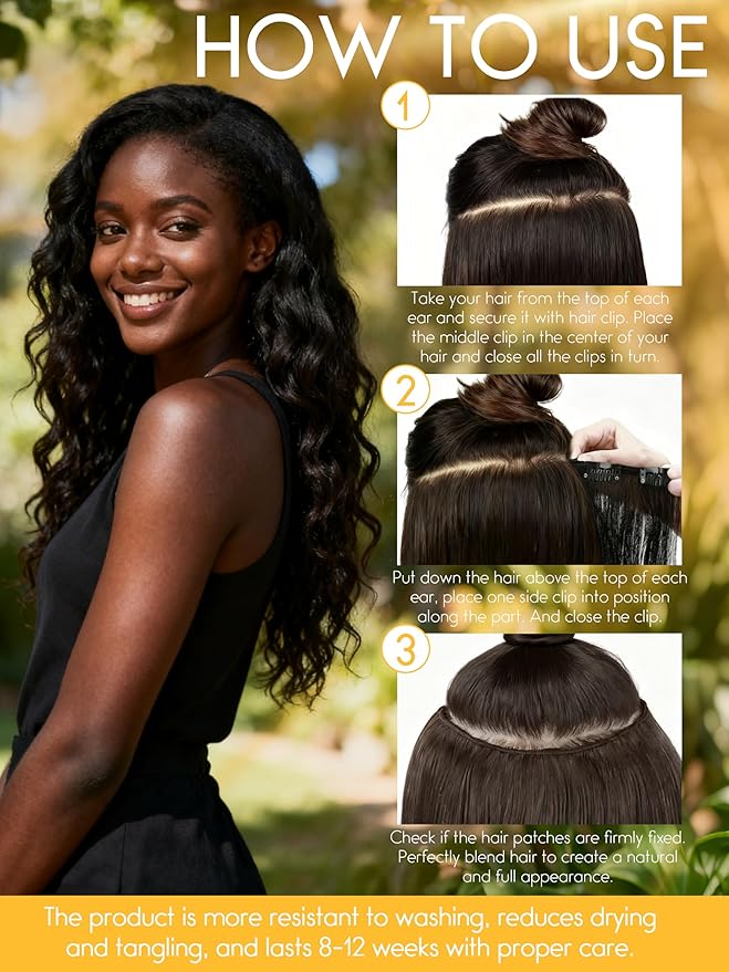 Caliee 16Inch Ombre Wavy Curly Clip in Hair Extensions Natural Black Fading into Dark Brown Clip In Human Hair for Women Natural Wave Curly Real Remy Hair Clip In Extensions 120Gram NW#T1B/4