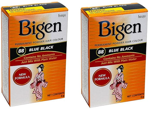 Bigen Permanent Powder Hair Color 88 Blue Black 1 ea (Pack of 2)