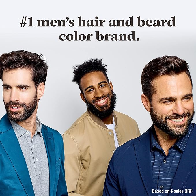 Just For Men Mustache & Beard, Beard Coloring for Gray Hair with Brush, with Keratin Biotin Aloe and Coconut Oil for Healthy Facial Hair - Medium Brown, M-35, Pack of 1 (Packaging May Vary)