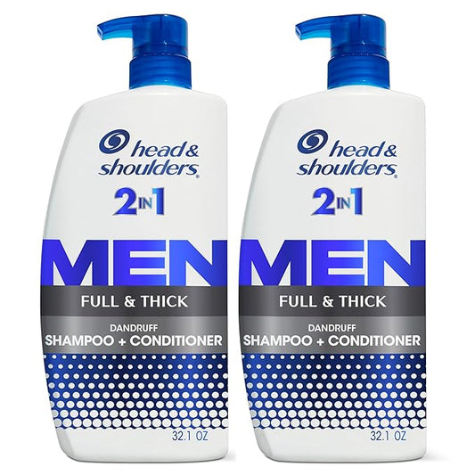 Head & Shoulders Anti-Dandruff Shampoo and Conditioner, Full and Thick 2-in-1 Twin Pack, 1% Pyrithione Zinc, Cleans to Restore Fullness to Thinning Hair, 32.1 fl oz Each