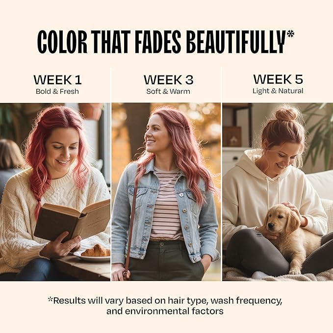 Overtone Semi Permanent Hair Color Conditioner, Rose Gold for Brown is Golden Rose, 8 oz, Nourishing, Damage-Free, Color Depositing Mask for All Hair Types with Shea Butter & Coconut Oil, Vegan