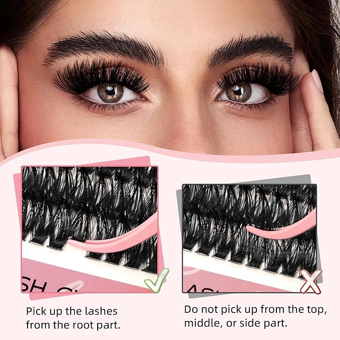 Lash Clusters 60D+80D False Eyelashes 280PCS Eyelash Clusters 8-16mm Individual Lashes Cluster D Curl DIY Eyelash Extensions at Home (60D+80D-0.07D,8-16MIX)