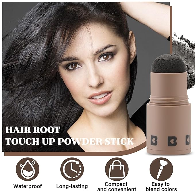 Boobeen Hairline Powder Stick, Root Touch Up and Hair Shadow Powder Stick, Waterproof Hairline Filler to Cover Gray Hair, Thinning Hair