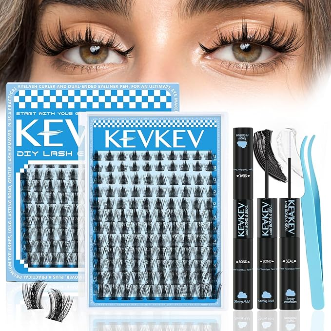 Manga Lash Clusters Kit 10-18mix Spiky Fairy Lash Clusters Kit Invisible Ultra-Thin Band Manga Lashes Eyelash Clusters Kit With Lash Bond And Seal DIY at Home(Fairy02 Kit)