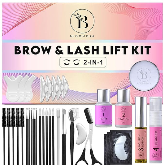 Lash Lift Kit & Eyebrow Lamination Kit, 2-in-1 Solution, At-Home Brow Lamination, Lasts 6-8 Weeks, 15 Applications, Beginner/Professional, Eyelash Lift, DIY Brow & Lash Perm - BLK6