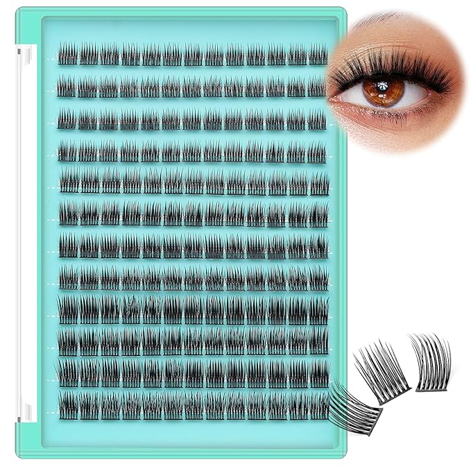 Bodermincer Lash Clusters D Curl Black/Brown/Colored Lashes 10-12-14/12-14-16/16-18-20mm Mixed Lash Clusters Kit For Beginner (Y11-C Curl-Black-8-10-12mm)