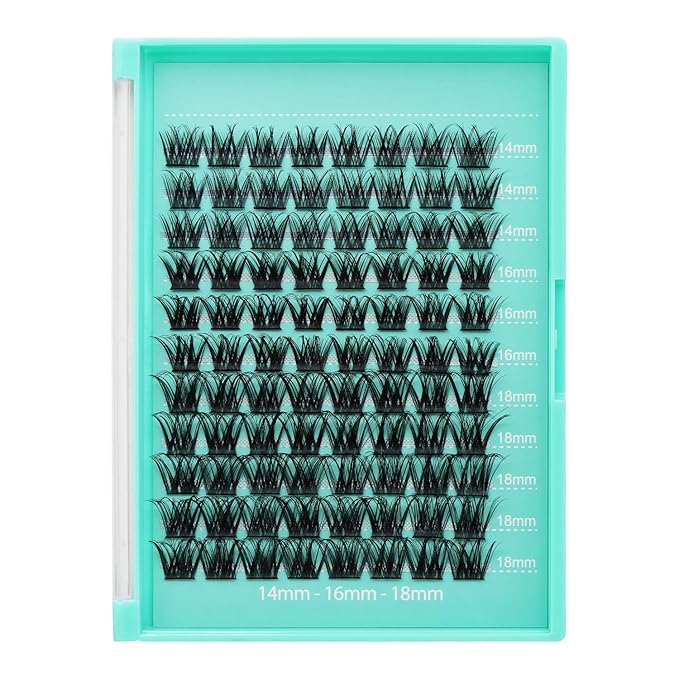 Bodermincer Lash Clusters D Curl Black/Brown/Colored Lashes 10-12-14/12-14-16/16-18-20mm Mixed Lash Clusters Kit For Beginner (Y07# 14-16-18mm Mixed)