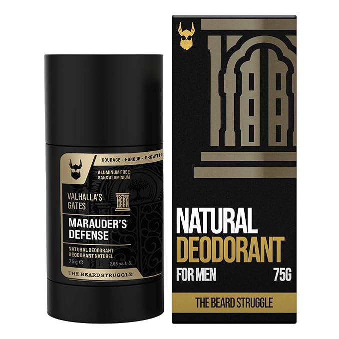 The Beard Struggle Marauder's Defense - 100% Natural Charcoal Infused Deodorant Men Aluminum Free - Gold Collection, Valhalla's Gates - 2.65 oz