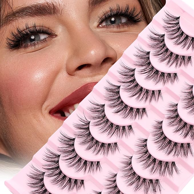 False Eyelashes Fluffy Look Strip Lashes Mink Wispy Fake Lashes Charming Fake Eyelashes By GEMERRY, 10 Pairs