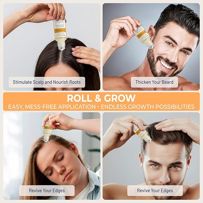 Hair Growth Serum Roll On with Batana, Rosemary & Biotin - Natural Scalp Treatment for Thinning Hair for Men & Women - Non-Greasy Easy Application - 1 fl oz | 30 ml