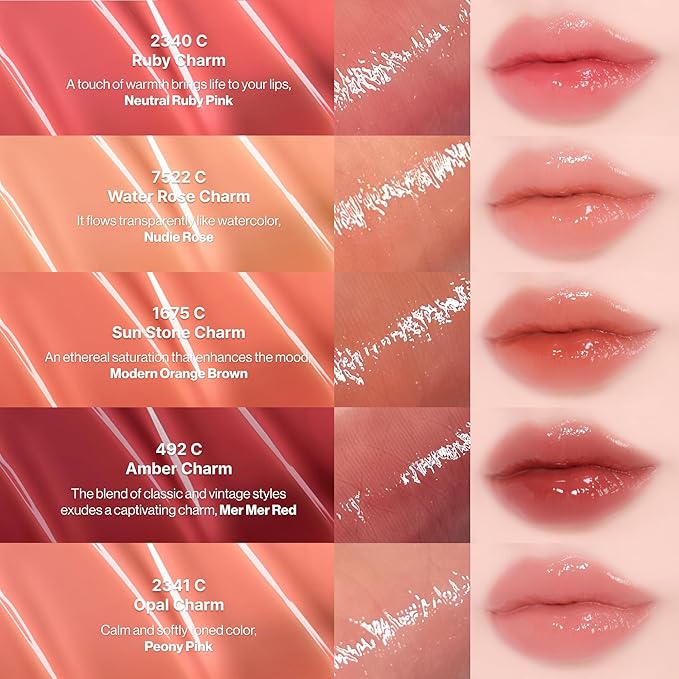ENTROPY Makeup 2-in-1 Charm Shiny Glowy Lip & Cheek Gloss Tint Keychain, High Pigment Glossy Lip Color & Plumping Gloss, C8 Smoky Quartz Charm