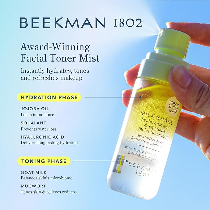 Beekman 1802 Bloom & Shake Skincare Gift Set - Featuring Bestelling Bloom Cream Daily Moisturizer and Mini Milk Shake Facial Mist Toner