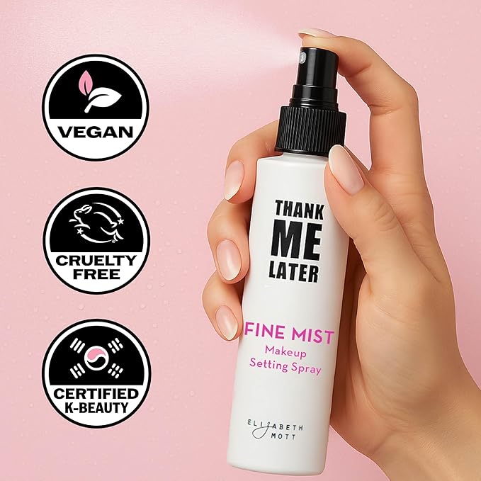 Elizabeth Mott Thank Me Later 3-in-1 Dewy Makeup Setting Spray - Hydrating & Long-Lasting Fine Mist with Niacinamide for Radiant, Glowy Skin - Lightweight, Oil-Free & Cruelty-Free Formula, 95 mL
