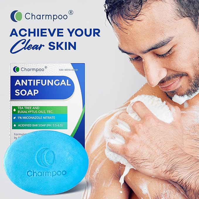 Antifungal Soap with Tea Tree Oil: 2 Medicated Bars for Athletes Foot Ringworm Jock Itch & Skin Fungus Itch Odor Relief & Moisturizing Skin Care for Face Body Wash Daily Use for Women Men 9OZ