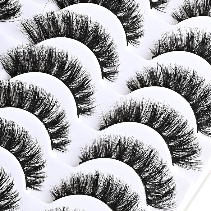 Lashes Volume Mink Eyelashes 14 Pairs Cateye Lash Strips Wispy Cat Eye Lashes Natural Look Short Thick Fluffy False Strip Eyelash Full Small Fake Lashes Pack Black Pestañas Postizas for Women