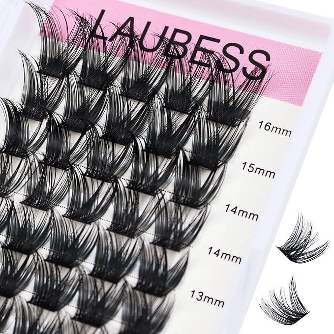 Lash Clusters 9-16mm Individual Lashes Wispy Cluster Lashes Mixed Length Reusable Eyelash Clusters DIY Eyelash Extension Individual Lash Extension Supplies (02-0.07C, 9-16mm)
