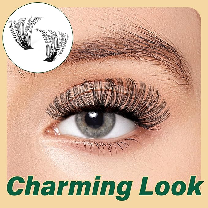 KEYYOU DIY Lash Extension Kit 300pcs Soft Lash Clusters 60D D Curl Easy to Apply with Lash Bond and Seal Lash Applicator Lash Remover Eyelash Extension Kit at Home(RMkit-60D-D-9-18mix)