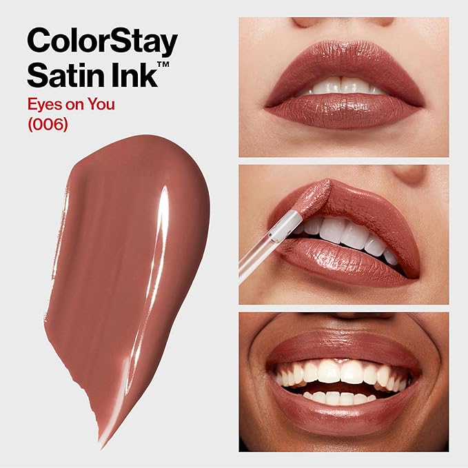 Revlon ColorStay Satin Ink Liquid Lipstick, Longwear Rich Lip Colors, Formulated with Black Currant Seed Oil, 006 Eyes on You, 0.17 fl oz