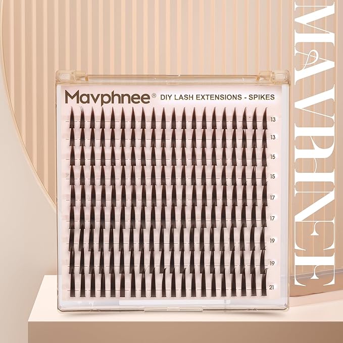 Lash Spikes Brown Eyelash Individuals Manga Lash Clusters Spiky Eyelash Extensions 13-21MM Long Cluster Lash Pack D-Curly Fairy Individual Lashes 180Pcs Anime DIY Lash Extensions