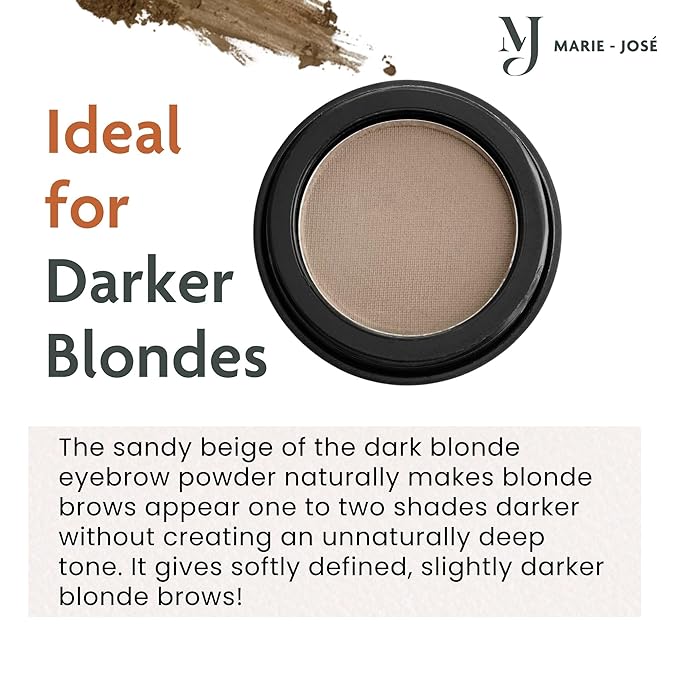 Marie-José Eyebrow Powder - Eyebrow Filler Powder - Effortless All-Day Brow Beauty - Compact Size 0.10oz for Purse or Travel Size - Made in USA (Dark Blonde)