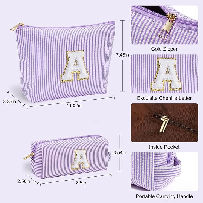 YOOLIFE 2 Small Make Up Bag - Travel Makeup Bag Makeup Pouch Makeup Bags for Women Cosmetic Pouch Cute Makeup Bag Makeup Bag Set Personalized Gifts Mom Gifts for Women Her 40th Birthday Gifts Women P