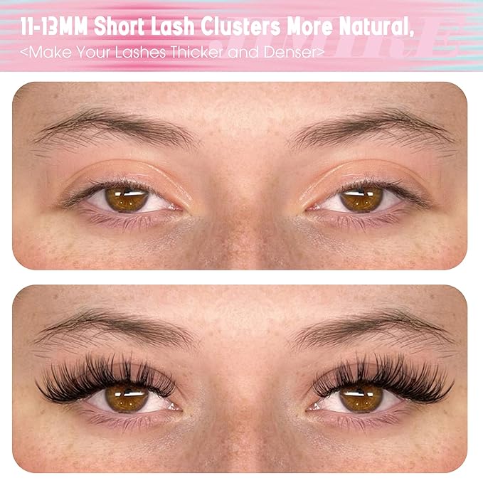 JIMIRE Self Adhesive Eyelashes Natural Look 12-14MM Full Pre Glued Lashes Clusters Manga Press on Lash Clusters D-Curly Reusable Self Adhesive Eyelash Clusters No Glue Needed