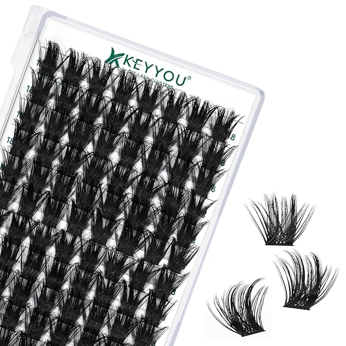 Lash Clusters 96pcs Individual Lashes D Curl 18mm Eyelash Clusters KEYYOU Volume Wispy Lash Extension Soft&Comfortable Easy DIY at Home(Y22,D-18mm)