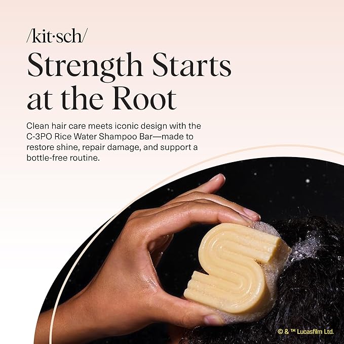 Kitsch Rice Water Protein Shampoo Bar for Hair Growth x Star Wars C-3PO Design - Strengthening Hair Shampoo for Men and Women - Paraben, Silicone & Sulfate-Free, Vegan Hair Care - 3.2 oz