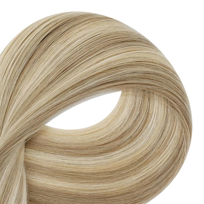 Full Shine U Tip Hair Extensions Human Hair Color 16P22 Blonde Highlighted Keratin Bond Human Hair Extensions 18 Inch Natural Remy Hair Fusion Extensions 50 Grams