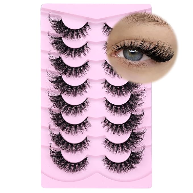 Fluffy Cat Eye Lashes - Faux Mink Wispy Strip Lashes, Black