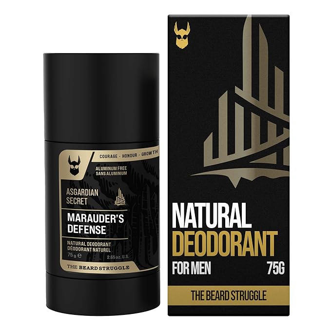 The Beard Struggle Natural Charcoal Infused Deodorant - Marauder's Defense - Aluminum Free for Men, Gold Collection, Asgardian Secret, 2.65 oz.US