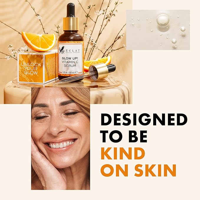 Eclat Skincare Vitamin C Face Serum - Skin Care for Dark Spots, Vitamin C Serum with Hyaluronic Acid, Ferulic Acid, & Vit E - Anti Aging and Skin Brightening, Vit C Face Care 1 Fl Oz