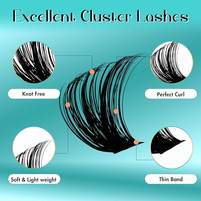 GEMERRY Lash Clusters 280pcs 80D DIY Eyelash Extension D Curl Individual Lash Cluster Natural Eyelash Extension Mixed Tray Reusable Handmade Home Application (80D-0.07D-10-18MIX)