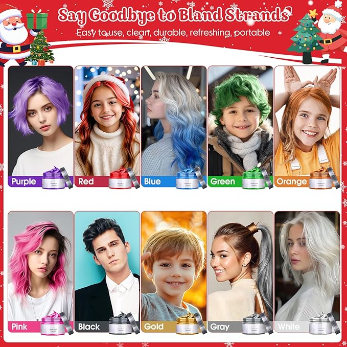 Temporary Gold Hair Color Wax, Blonde Hair Color for Men Women, Hair Dye Wax Washable Hair Styling Clay for Girls Age 4 5 6 7 8 9 10+ Birthday, Halloween, Christmas, Party, Cosplay, Carnival