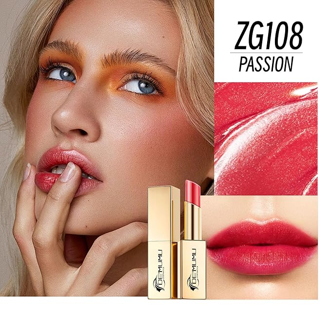 Red Nude Purple Lipstick Set for Women Shimmer Tinted Lip Balm Hydrating Moisturizing Lip Gloss Cruelty Free Lip Makeup, DM108/118/122