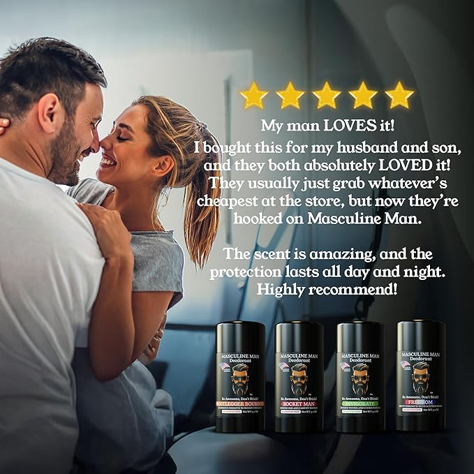 Deodorant for Men - Aluminum Free Mens Deodorant - Travel Size Natural Deodorants - Sweat Protection for Underarm - Stain-Free Stick Deodorants - Made in USA, 3.2oz (Pack of 2, Freedom)