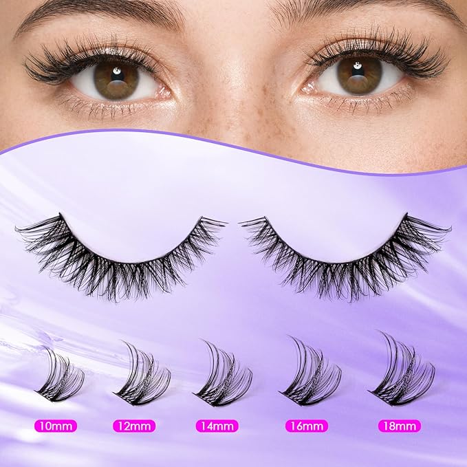 Ocean Pearl Lash Clusters Kit 168pcs,Eyelashes,spike-effect cluster lashes,10-18mm manga/anime-inspired lashes clusters,DIY Cluster Eyelash Extensions kit with lash bond+seal+remover+tweezers-DM01+M38
