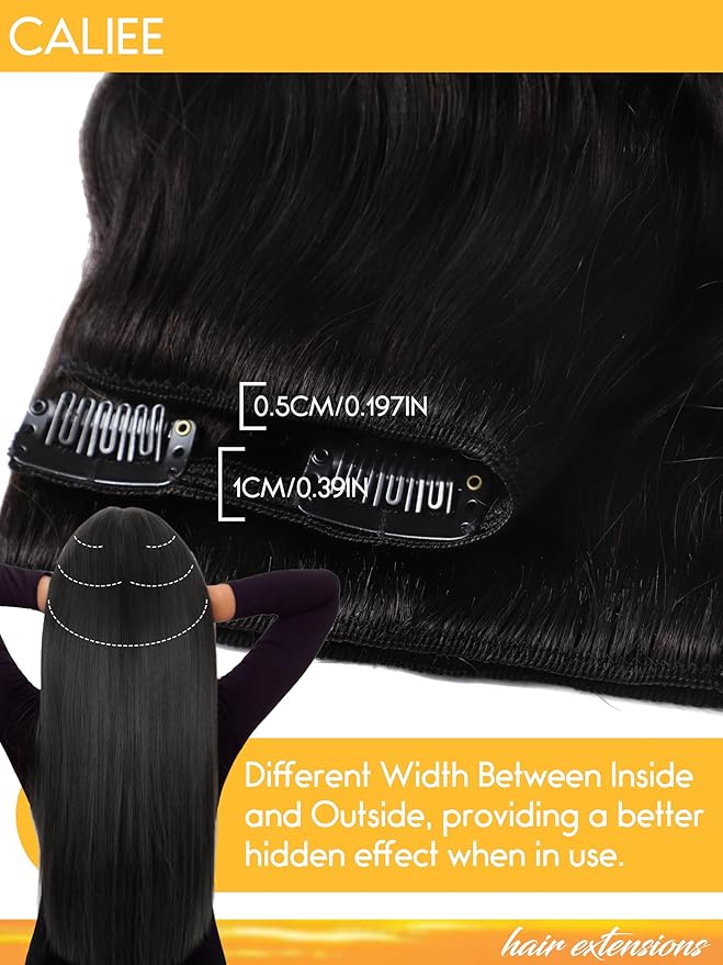 Caliee Curly Clip in Human Hair Extension 20Inch Natural Black Curly Clip in Extensions Natural Curly Real Remy Human Hair Extension for Black Women NW#1B Color 120g 7pcs with 17clips