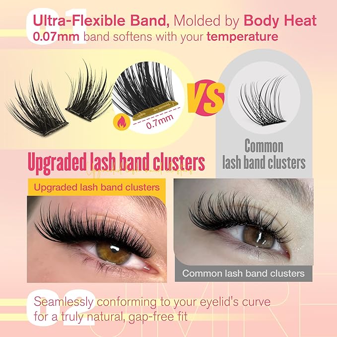 JIMIRE Self Adhesive Eyelashes Wispy Lash Clusters No Glue Needed Press on Lashes Reusable Self Adhesive Lash Clusters 10-16MM Pre-Glued Eyelash Clusters Easy to Apply 108Pcs Pack