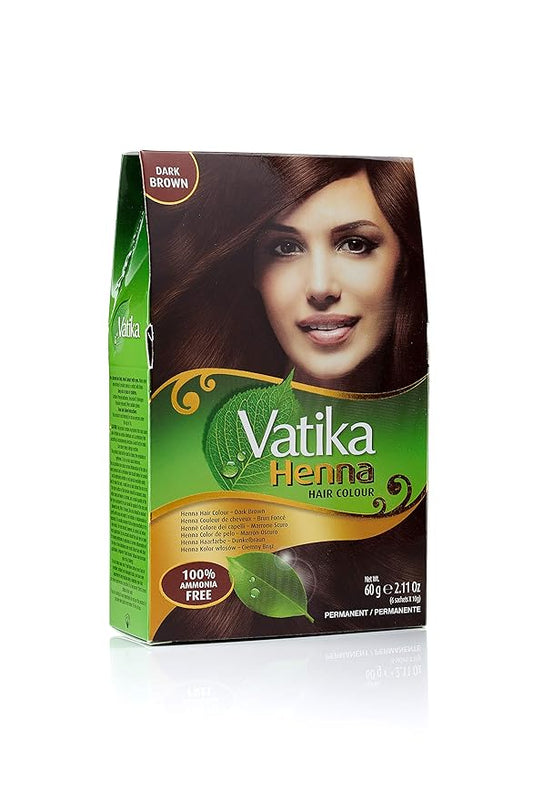 Vatika Naturals Permanent Hair Dye Dark Brown, 100% Grey Coverage, Ammonia-Free, for Rich, Long-Lasting Color, No Damage, for Healthy, Vibrant Hair - 18 Sachets X 10g (Dark Brown, Pack of 3)