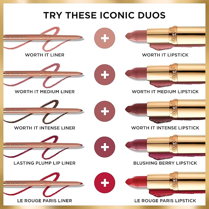 L'Oreal Paris Colour Riche Satin Lipstick for Moisturized Lips,Lip Makeup with Argan Oil and Vitamin E,Worth It Medium,0.13 Oz
