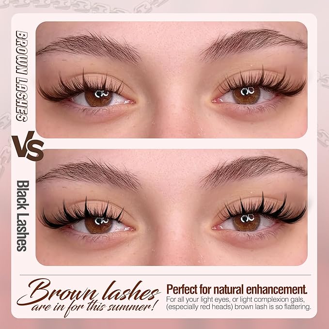 Manga Lash Clusters Kit Brown Eyelash Clusters Fairy Spiky Individual Lashes DIY Lash Extension Kit Dark Brown Lash Extension Clusters Clear Bond and Seal Waterproof and Tweezers (11-17MM, CC-Curly)