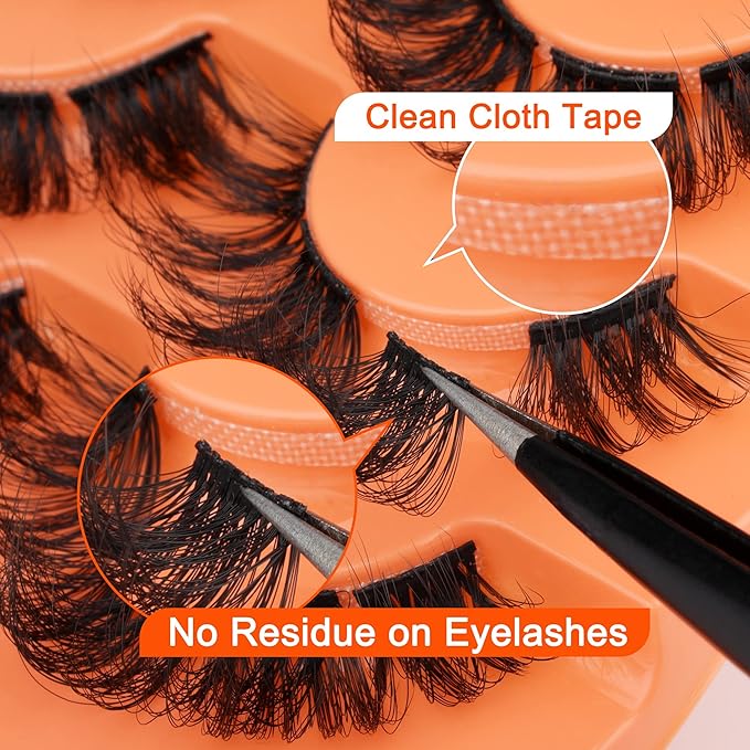 Full Cluster Lashes Natural Strips False Eyelashes Wispy Individual Lashes that Look Like Extensions 7 Pairs Multipack by Eefofnn