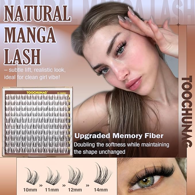 Wispy Lash Clusters Natural Eyelash Clusters 10-14mm Spiky Cluster Eyelash Extensions C Curly Manga Lashes Clusters DIY Individual Lashes Extension Pestañas postizas naturales by TOOCHUNAG