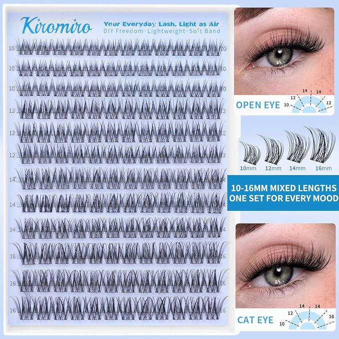 Wispy Lash Clusters 10-16mm Natural Lash Clusters Soft Cluster Eyelash Extensions DIY Individual Lashes Clusters C Curly Eyelash Clusters 144pcs Fairy Cluster Lashes