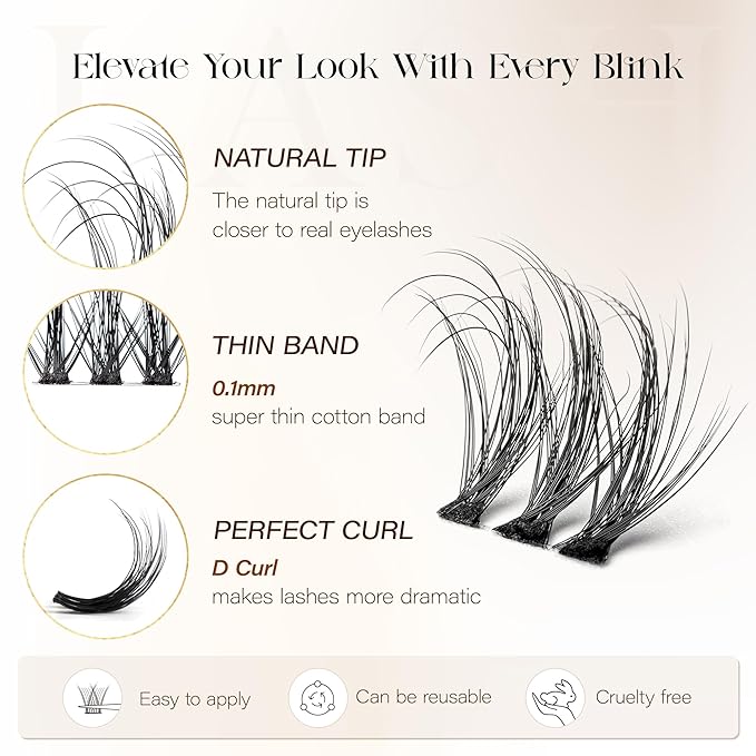BEFER Lash Clusters, 108 Pcs 3D Curl Eyelash Clusters Volume Individual Lashes Extensions 10-16MM Wispy Eyelash DIY At Home(Wit, ZE12)
