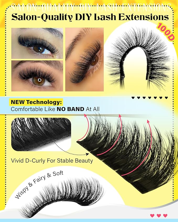 Fluff Individual Lashes Wispy Lash Clusters 100D Cluster Eyelash Extensions Volume Classic Lash Extension Soft as Cashmere SIY Eyelash Clusters 10-18MM by Zegaine(Separate It by Yourself)